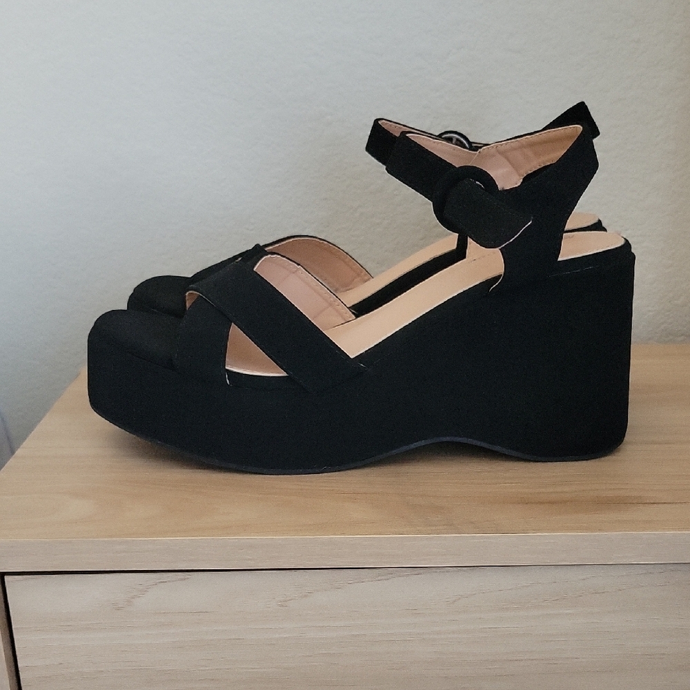 Never Worn Brand New Black Platform Wedges